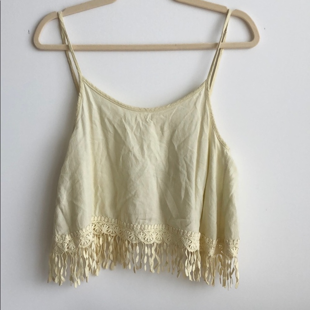 yellow fringe crop top